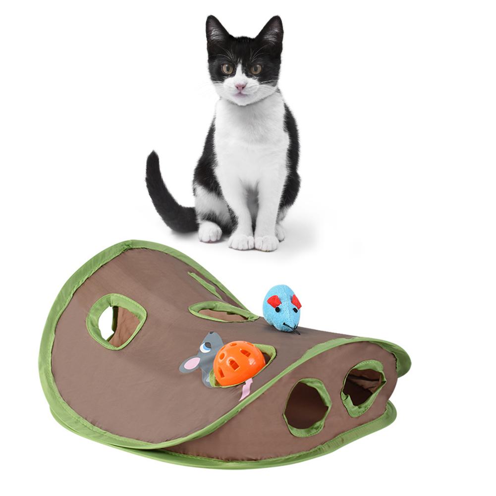 Cute Pet Cat Interactive Mouse Hunt Tunnel