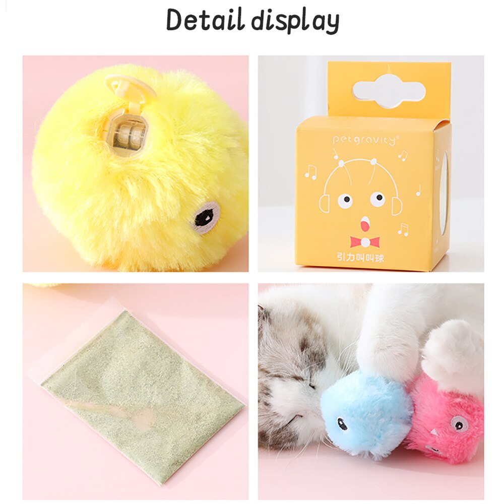 Cute Cat Toy Ball Funny Interactive Soft Furry Ball