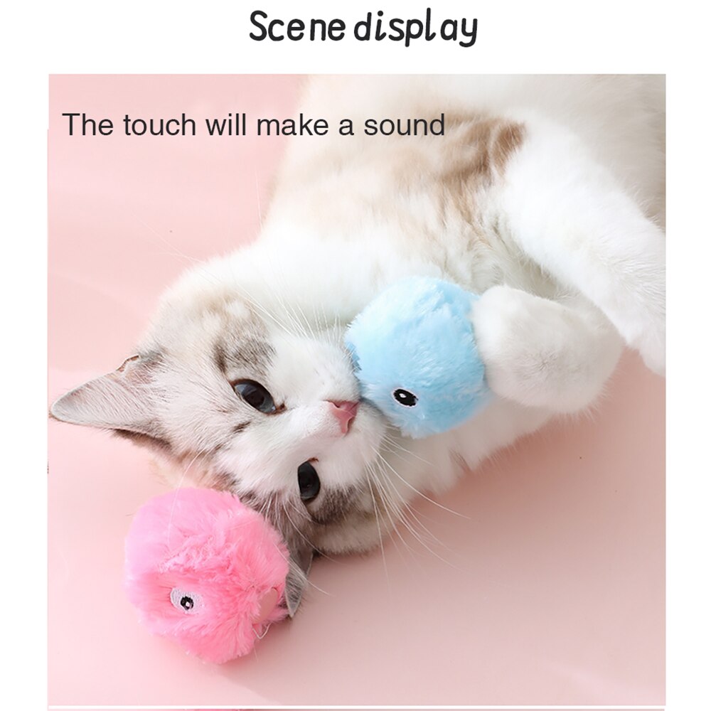 Cute Cat Toy Ball Funny Interactive Soft Furry Ball