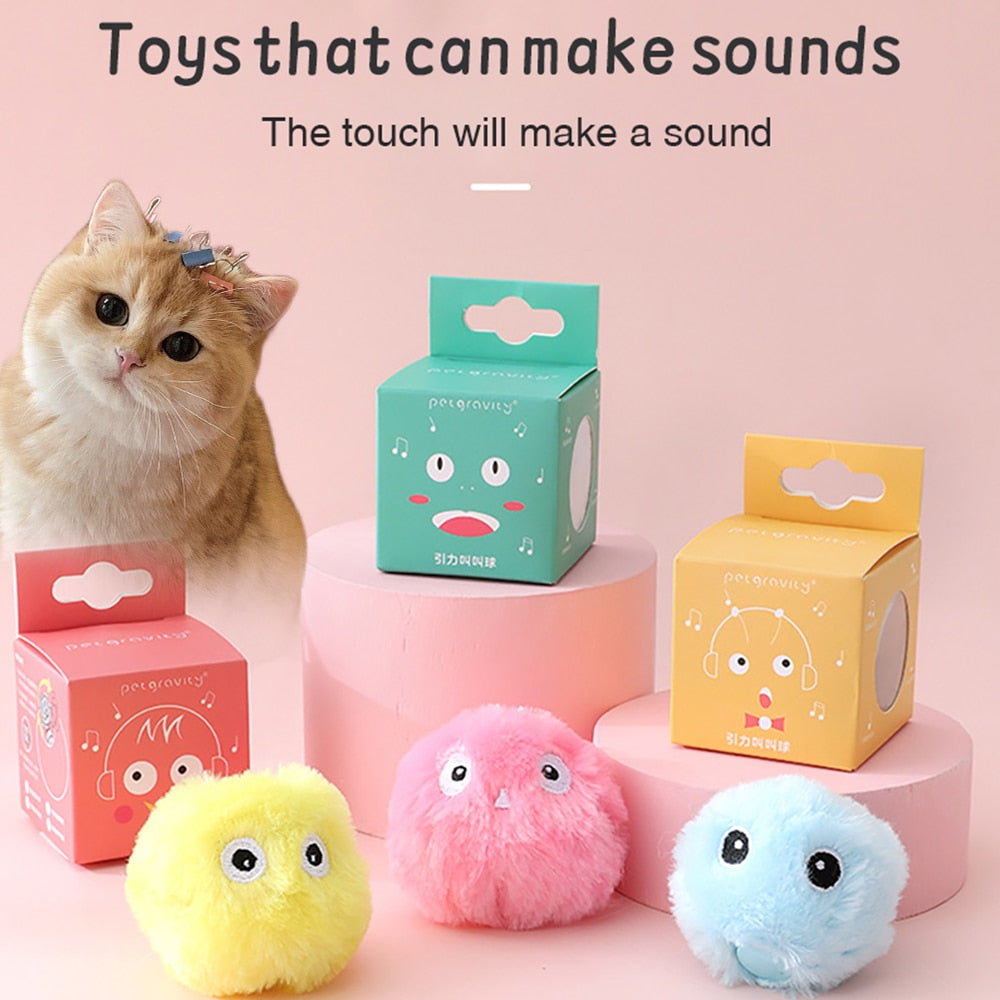 Cute Cat Toy Ball Funny Interactive Soft Furry Ball